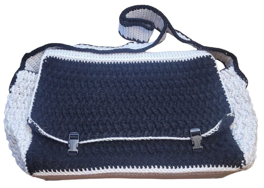 Granny Boho Hobo Crochet Shoulder Beach Bag Tote Crossbody Bag Handmade Black